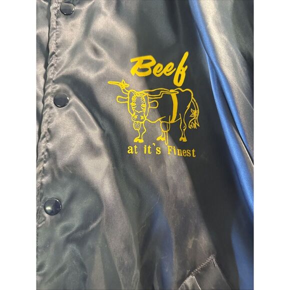 Mens Vintage Aristo Jac by Hilton Satin Snap Jacket Stripe Blue Yellow M - Picture 2 of 9